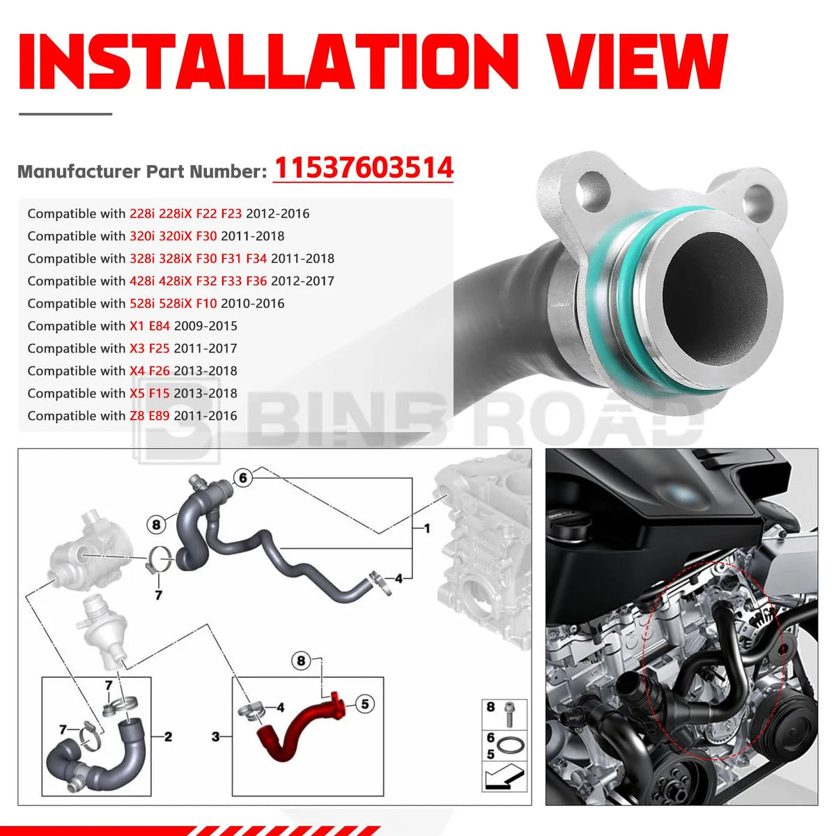 11537603514 Radiator Coolant Hose Water Hose