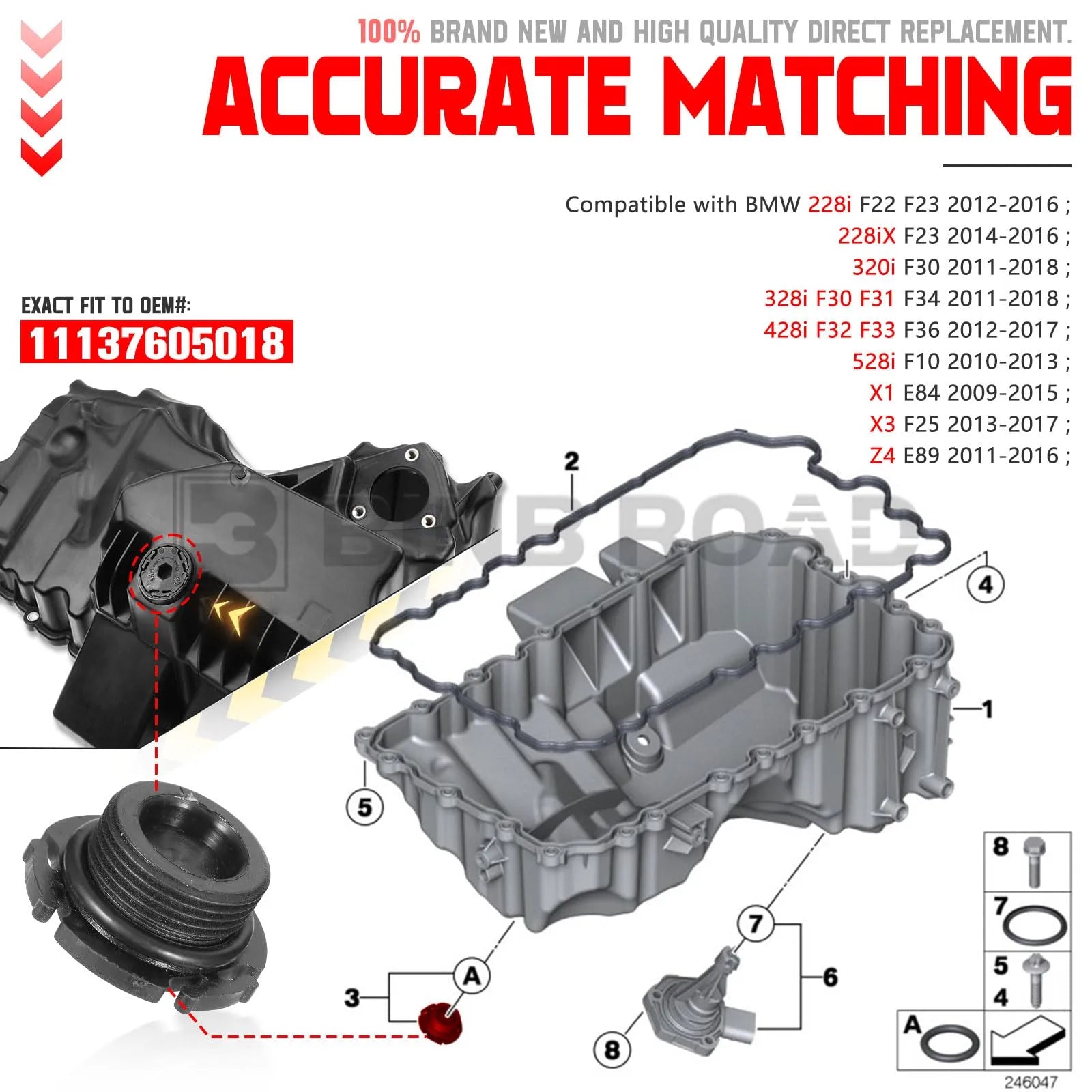 11137605018 1 Set Engine Oil Pan Drain Plug with Install Tool