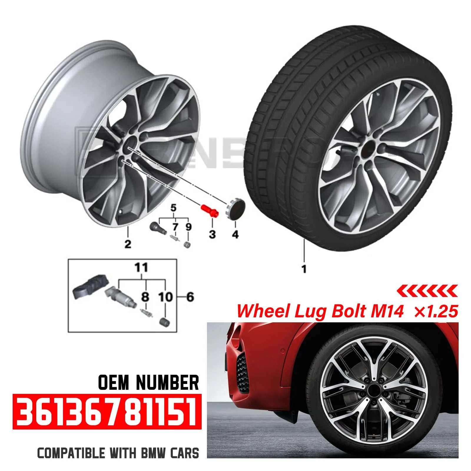 US 36136781151 Wheel Bolt Nuts