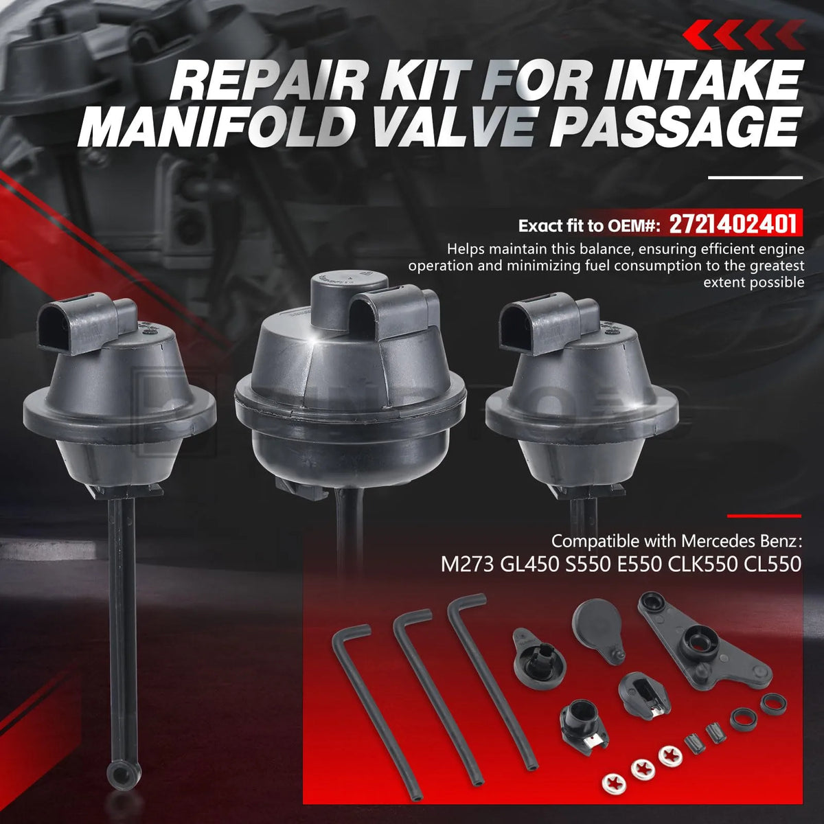 US 2721402401 Intake Manifold Air Flap Runner Repair Kit Gasket