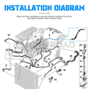 17128602599 Coolant Reservoir Hose Replacement for BMW 530i 540i 740i G30 G12