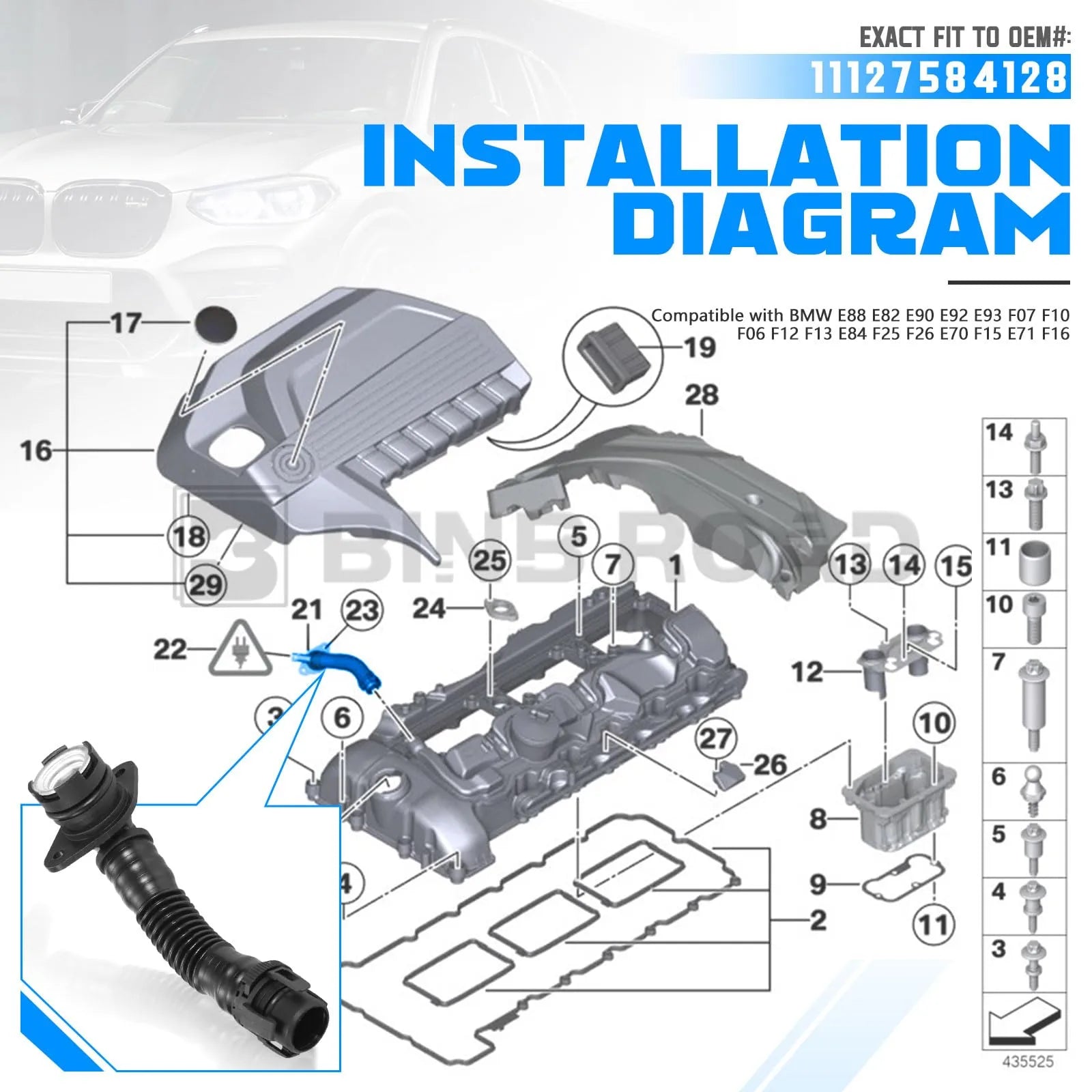 11127584128 Crankcase Vent Hoses