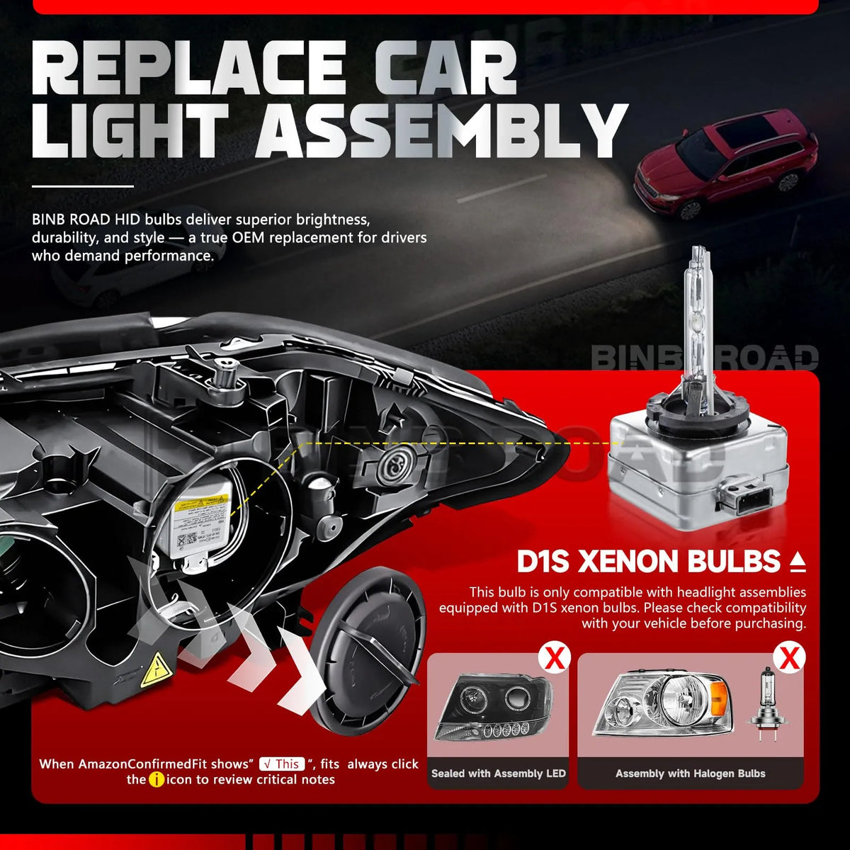 D1S HID Xenon Headlight Bulbs 4300K/6000K/8000K