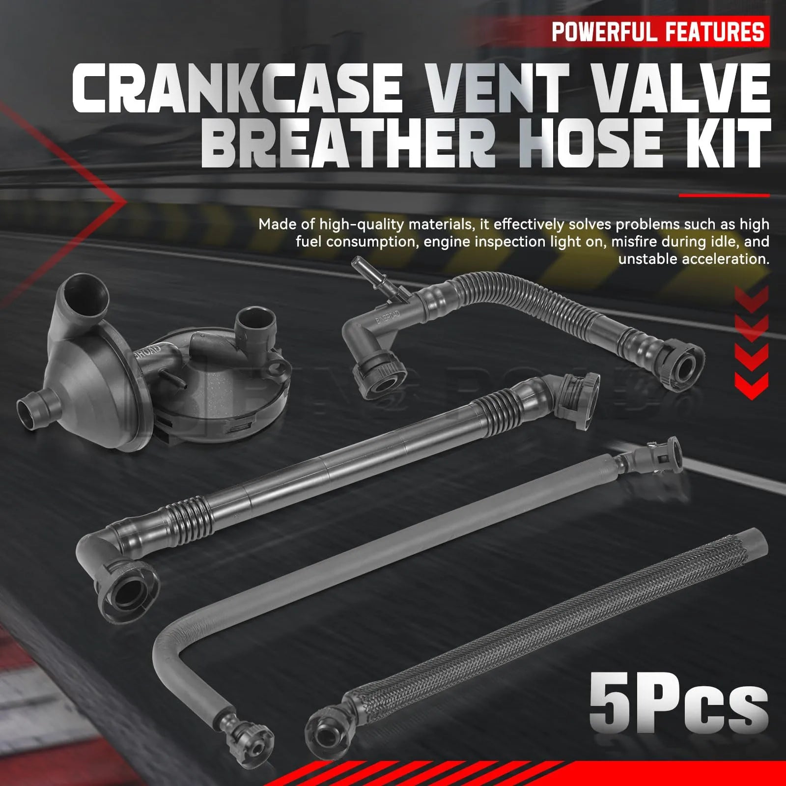 5-teiliges Kurbelgehäuse-Entlüftungsventil- und Entlüftungsschlauch-Kit 11617504536 + 11611432559 + 11157532649 + 11617504535 + 11617501566 