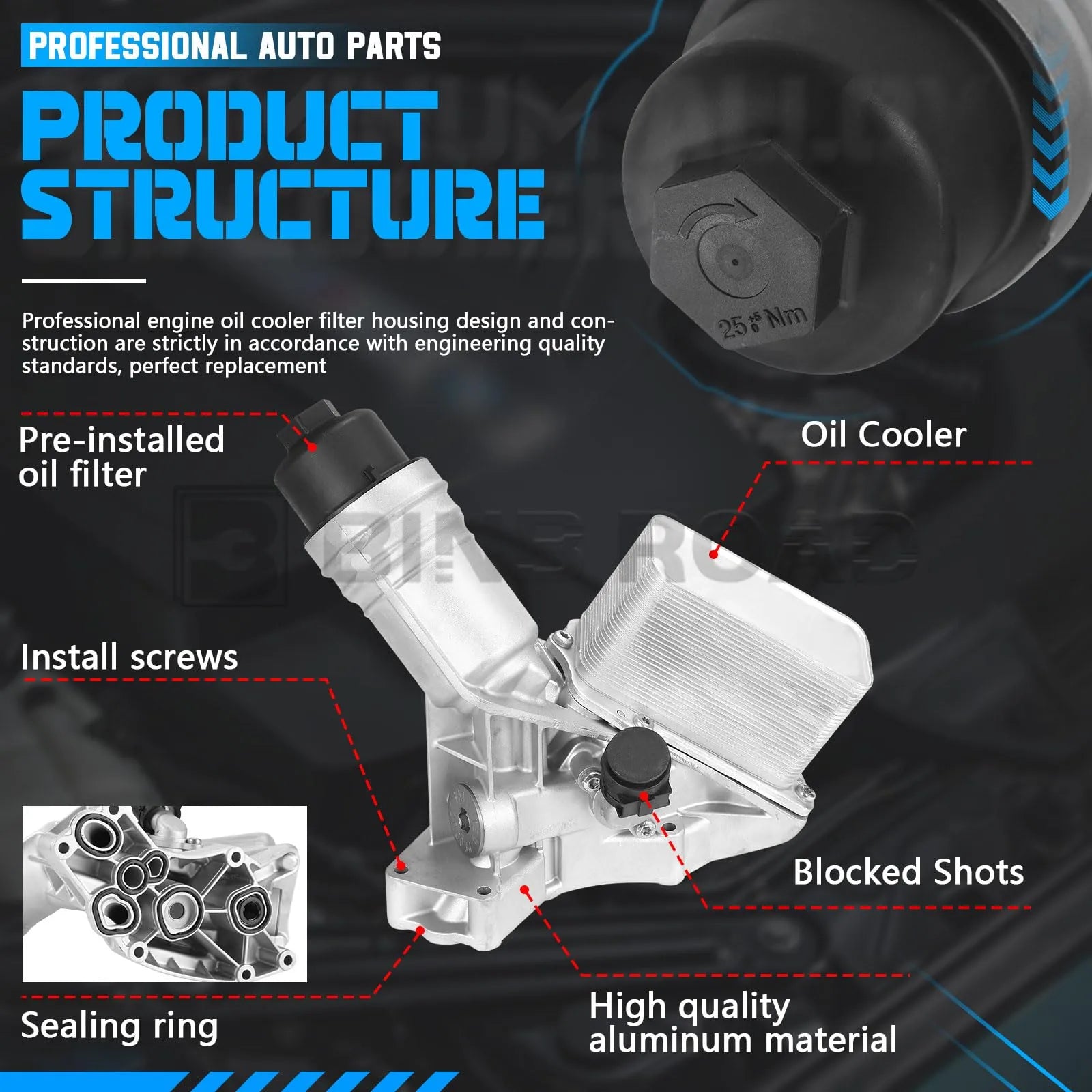 11428583895 Aluminium Engine Oil Cooler Filter Housing