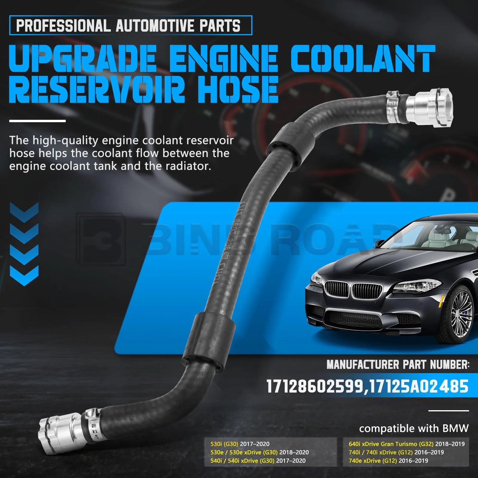 17128602599 Coolant Reservoir Hose Replacement for BMW 530i 540i 740i G30 G12