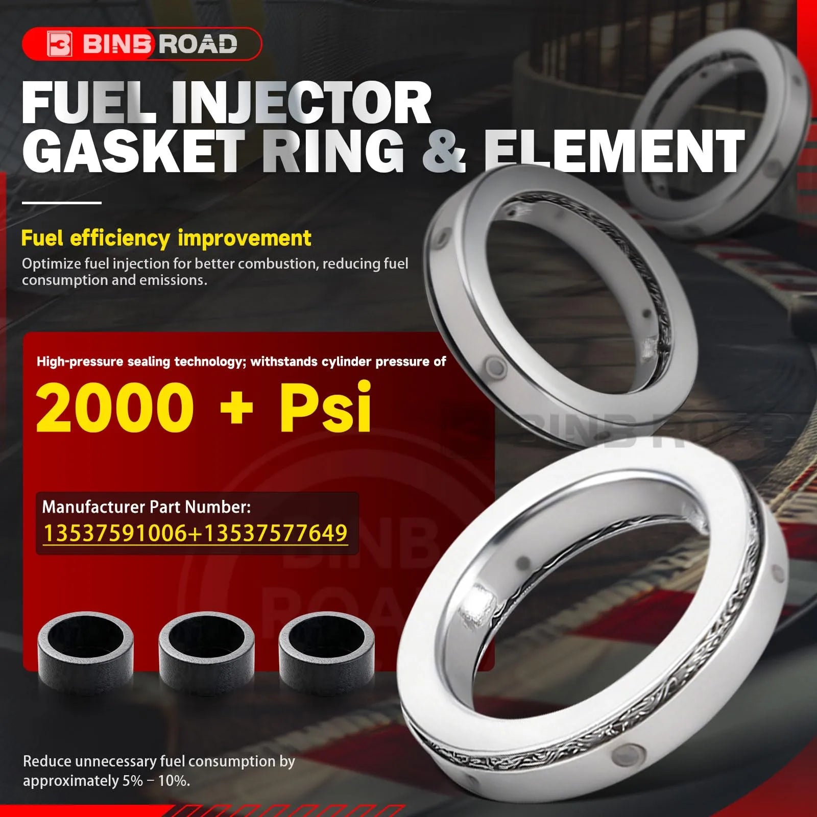US 13537591006 + 13537577649 12Pcs Fuel injector Gasket Ring & Element