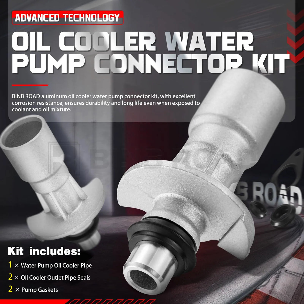 LR028136 Aluminum Water Pump Oil Cooler Tube Adaptor Kit