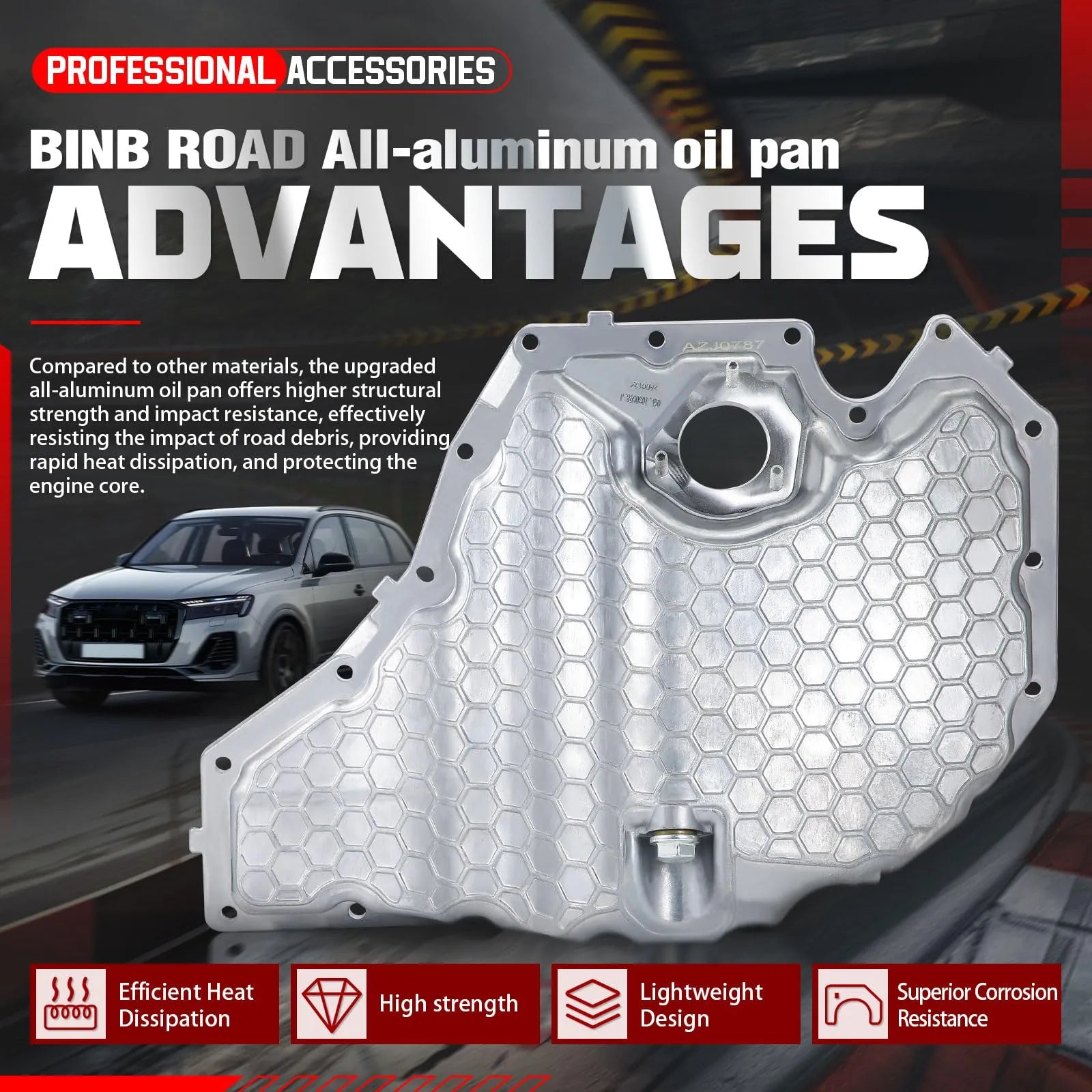 BINB ROAD Aluminum Engine Oil Pan Lower Compatible with Audi A4 A5 A6 Quattro Q5 Engine L4 (Replaces 06L103598F)