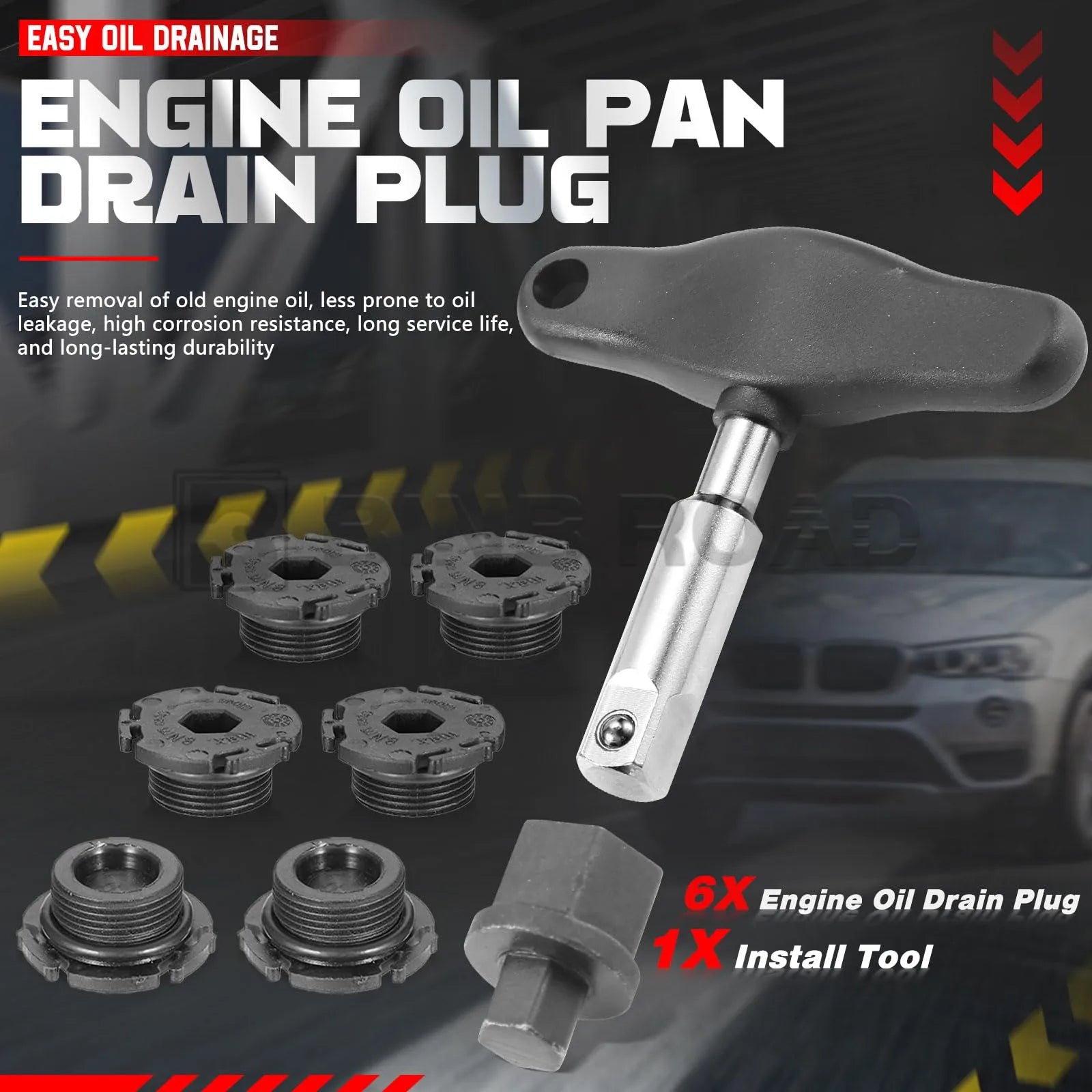 US 11137605018 1 Set Engine Oil Pan Drain Plug with Install Tool