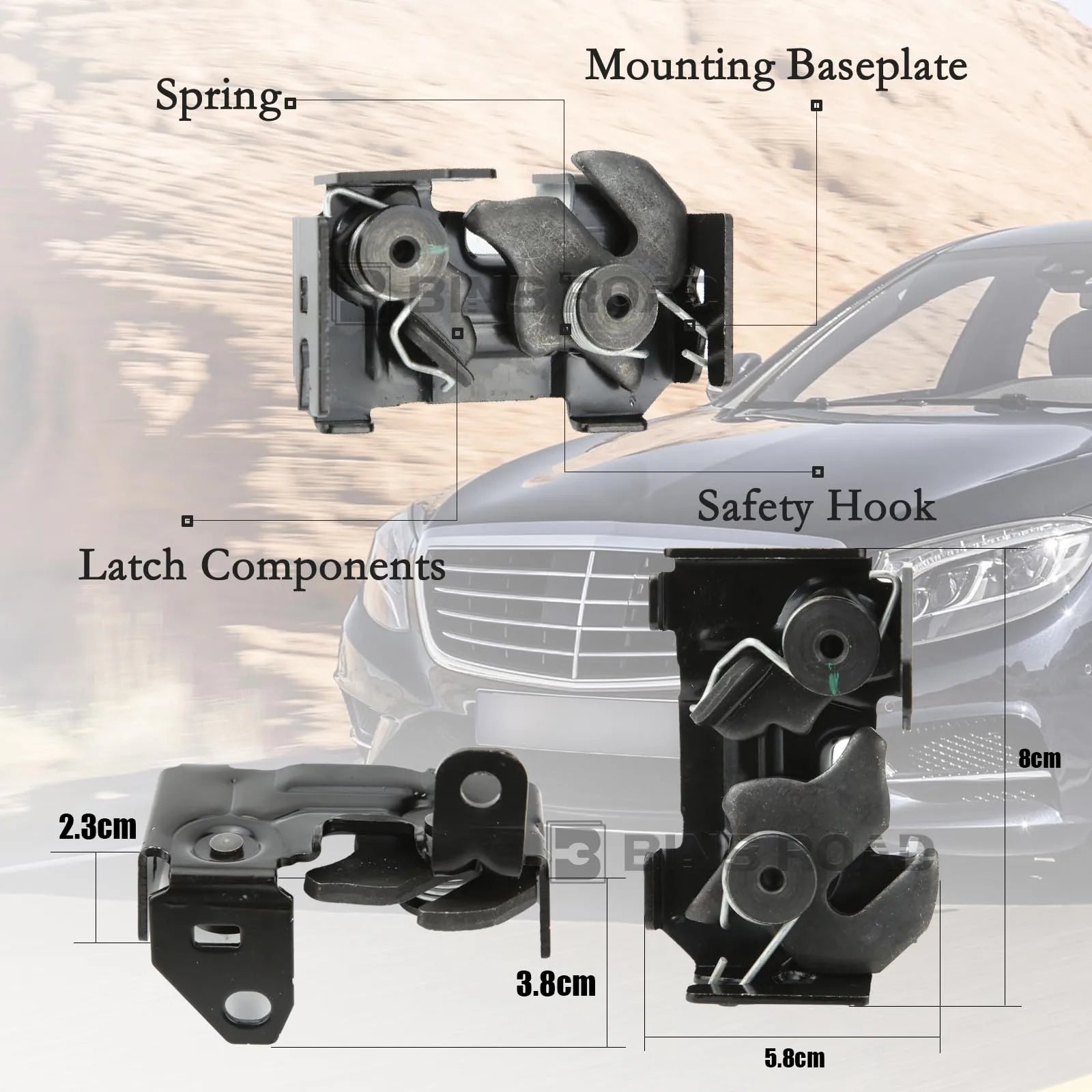 US 2048800260 Front Left/Right Hood Safety Catch Latch Lock