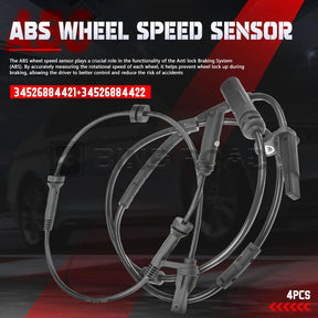 34526884421 + 34526884422 ABS Wheel Speed Sensor,4Pcs