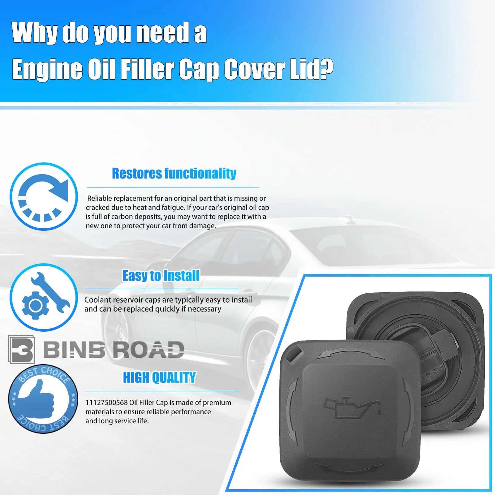 US 11127500568 Engine Oil Filler Cap Cover Lid